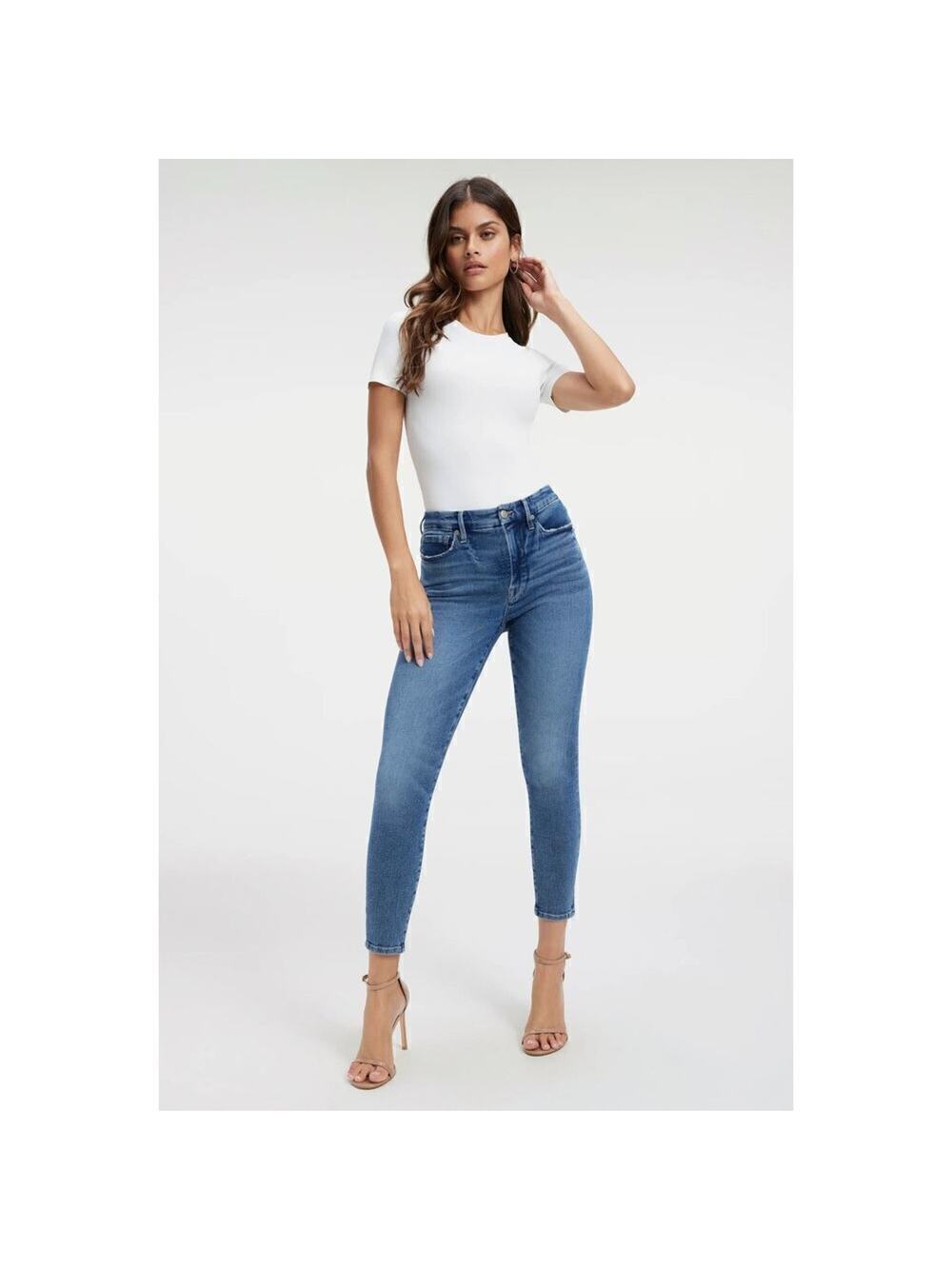 GOOD American  SKINNY GOOD WAIST CROPPED  Dark Wash JEANS SZ 6